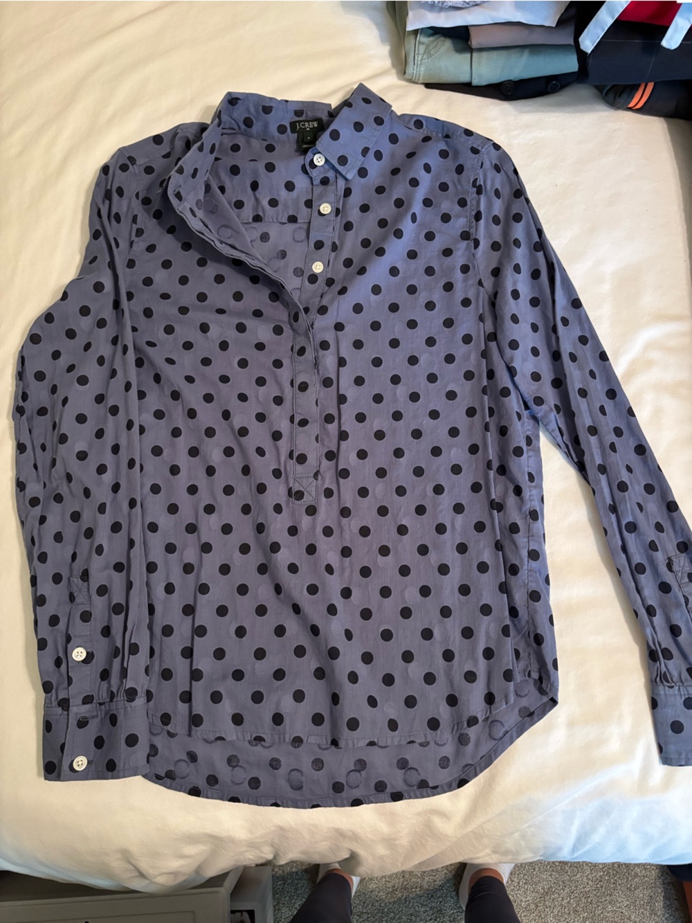 J. Crew Blue Polka Dot Button-Up Shirt